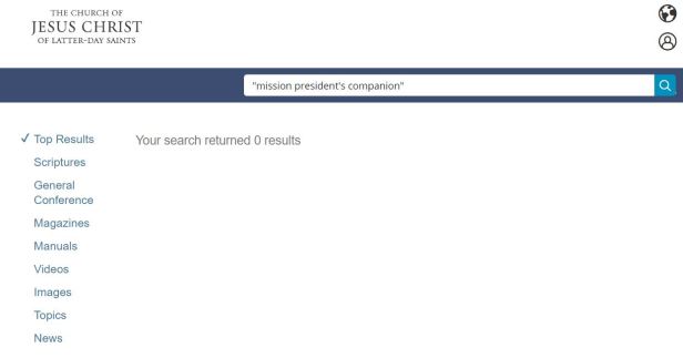 LDS dot org search - Mission President's Companion
