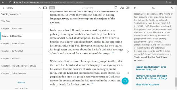 Saints - First Vision Section