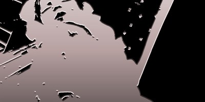 Photoshop plaster filter of a baby being held by her great grandfather