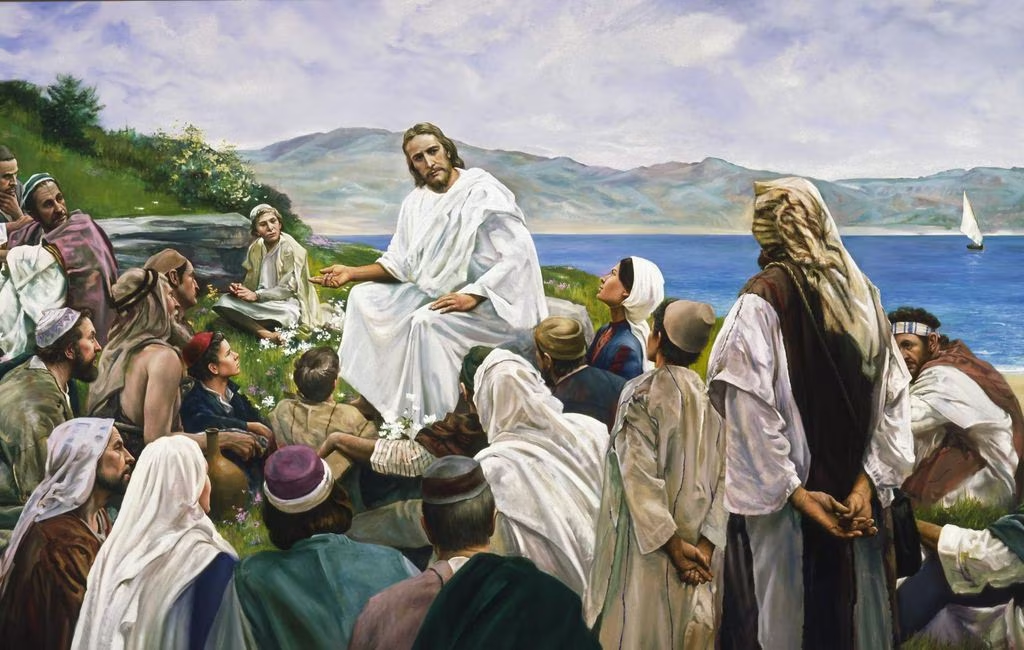 painting of Jesus preaching by the water, by Harry Anderson