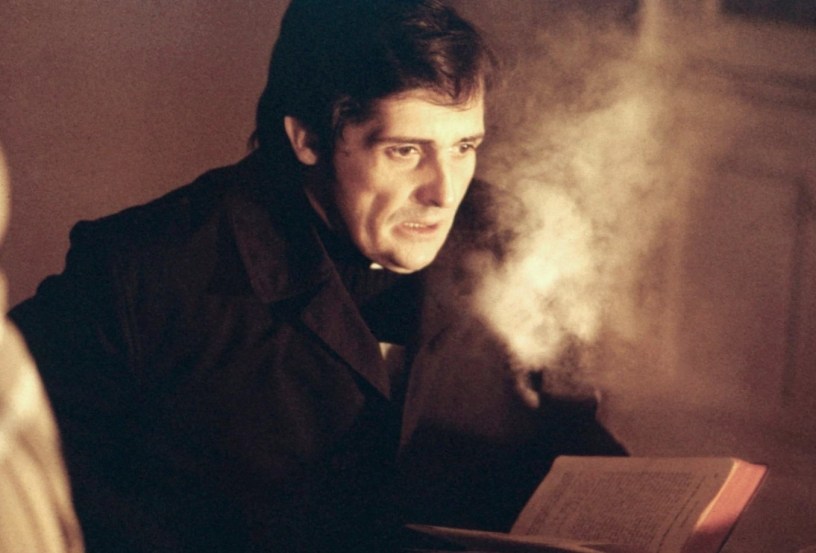Father Karras, in the movie The Exorcist, reads from a holy book, his breath fogging up the air in front of his face